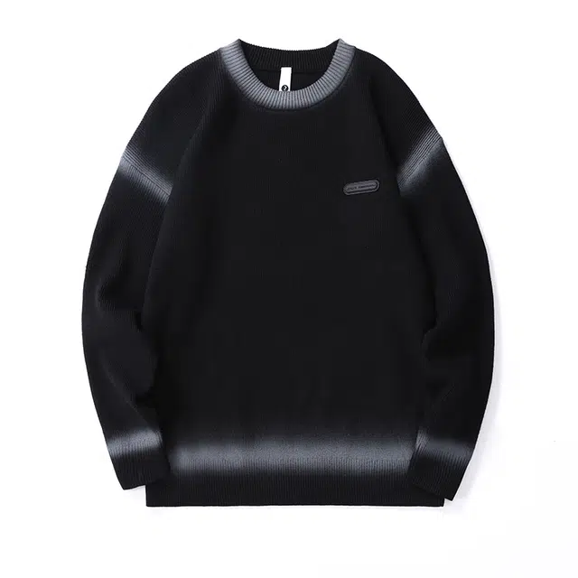 希越 撞色美式潮牌宽松渐变简约长袖针织衫 男款