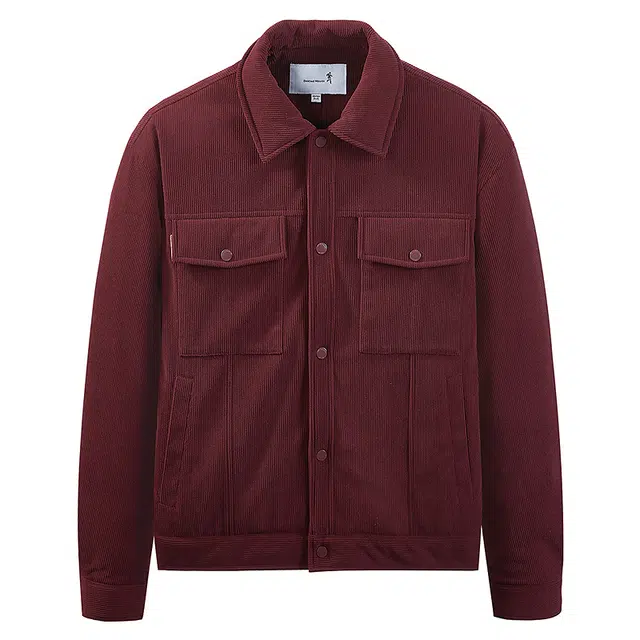 与狼共舞 石墨烯鸭绒内胆 蓄热锁温时尚细纹格绒工装翻领舒暖通勤百搭夹克外套 男款