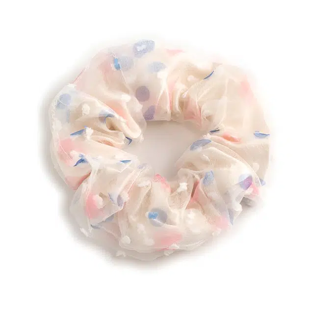 【森系网纱气质高级感】 攸委 发圈女学生甜美可爱少女心大肠圈双层 扎马尾丸子头高弹力不伤发耐用 锦纶 头绳波点爱心花朵发饰 女款