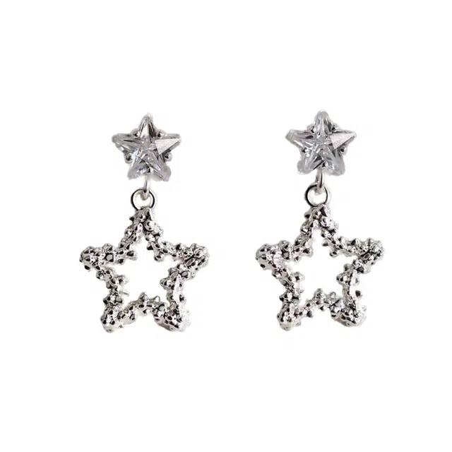 澜耀 简约精致星星 轻奢高级感气质大气耳饰 合金 耳环 女款