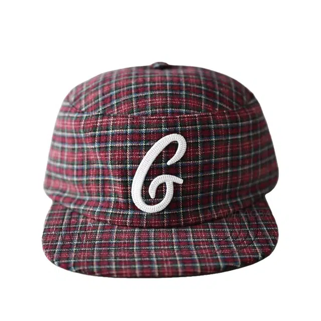 氧气樱桃 红色格子立体刺绣平顶马术帽复古时髦平檐 棉 棒球帽 男女同款情侣款
