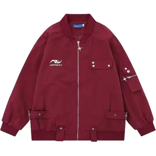 洞洞拐 美式复古飞行员宽松潮牌痞帅工装情侣夹克外套 男女同款