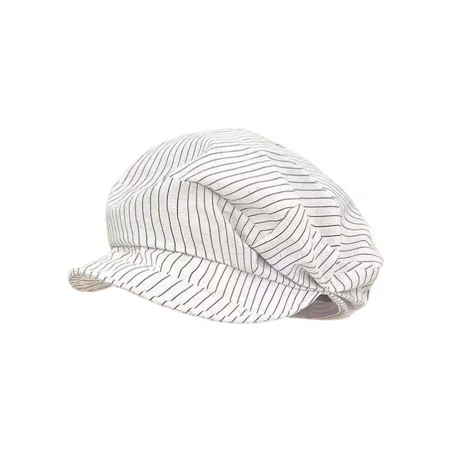 EEEENO Soft Brim Striped Newsboy Cap