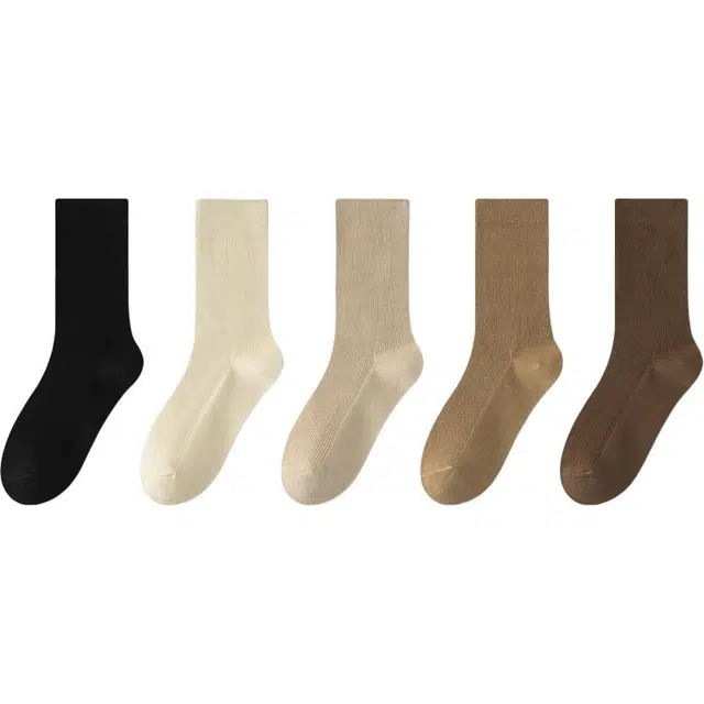 潞优野 简约百搭抗菌防臭纯棉堆堆袜搭配小皮鞋雪地靴长袜子秋冬季中筒袜 女款