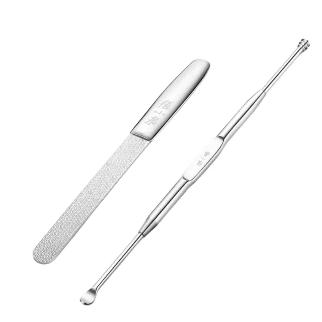 张小泉 螺旋双头挖耳不锈钢修理锉刀 专业采耳工具大人 家用掏耳朵器套装 指甲锉