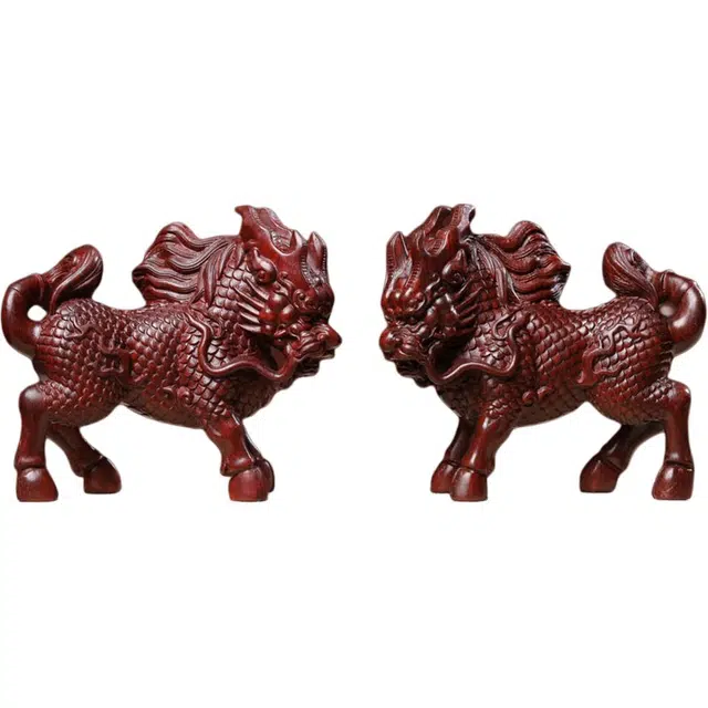 得笙陌 精雕高油密纳福瑞兽麒麟文玩家居装饰品#好运 血檀 摆件 男女同款情侣款