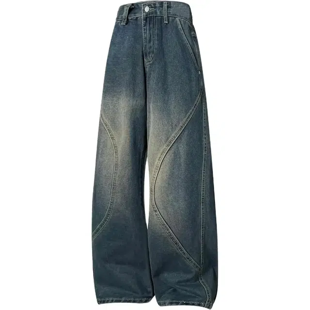 寻星记 美式复古高街水洗做旧宽松休闲直筒阔腿百搭舒适长裤牛仔裤 男女同款