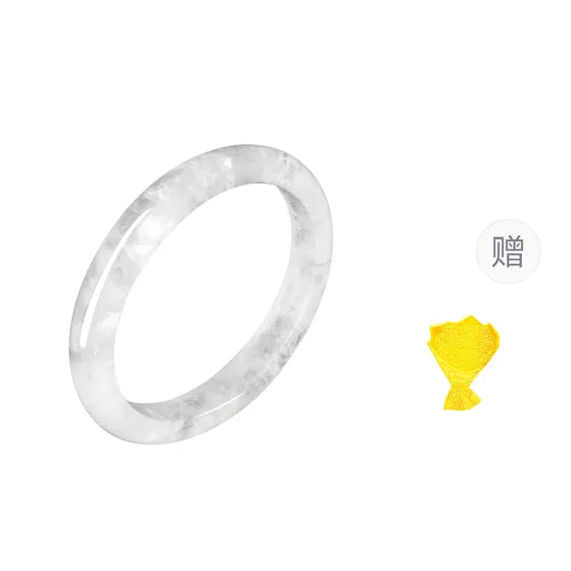 周百福 白樱花 优雅气质精致轻奢高级感 甜美少女感国风小众设计汉服旗袍美人镯 水晶 玉石手镯 男女同款情侣款