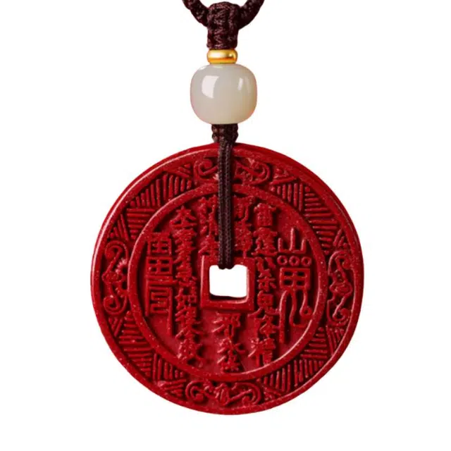 静汝玉 山鬼花钱#好运 朱砂 项链 男女同款情侣款