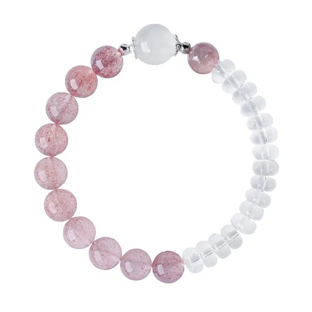 素于 新中式国风潮流创意转运珠招财暴富水逆退散招挑花恋与蜜意优雅百搭纳福上岸#好运 草莓晶 手串 男女同款情侣款