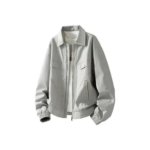 顶峰保罗 美式机能翻领工装飞行员外套无性别主义直筒宽松加肥加大休闲百搭衬衫上衣潮牌时尚高街长袖防风显高显瘦夹克 男女同款