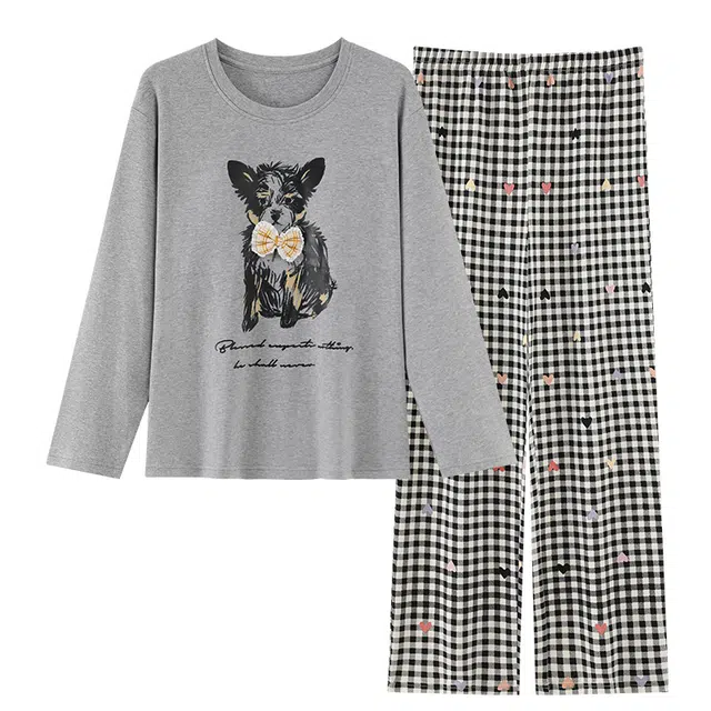 莫代尔 慵懒百搭时尚圆领套头舒适柔软带胸垫家居服可外穿睡衣套装 女款