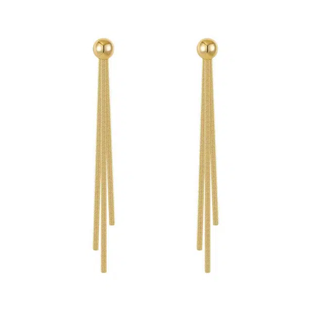 澜耀 金色长款流苏耳坠 精致轻奢高级感设计耳饰 合金 耳环 女款