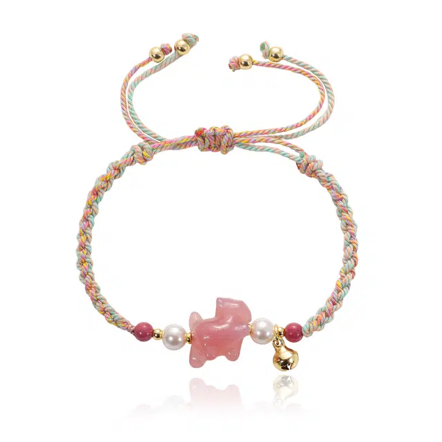 克兰茜 蜜桃小狗 新中式国潮民族风温柔甜美少女心灵动 立体叠戴链森系清冷感文艺清新创意日常学生搭配 好运 玛瑙 手绳 女款