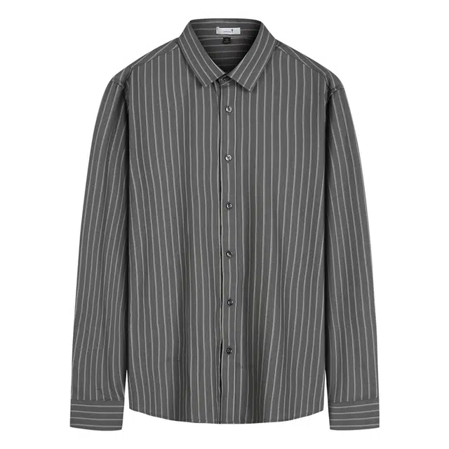 与狼共舞 天丝羊毛柔软亲肤舒适条纹时尚轻商务百搭翻领长袖衬衫 男款