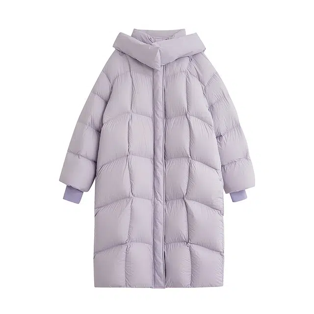 茵曼 连帽宽松长款加厚厚实不臃肿小个子宝藏显瘦冬季保暖时尚氛围棉服 女款