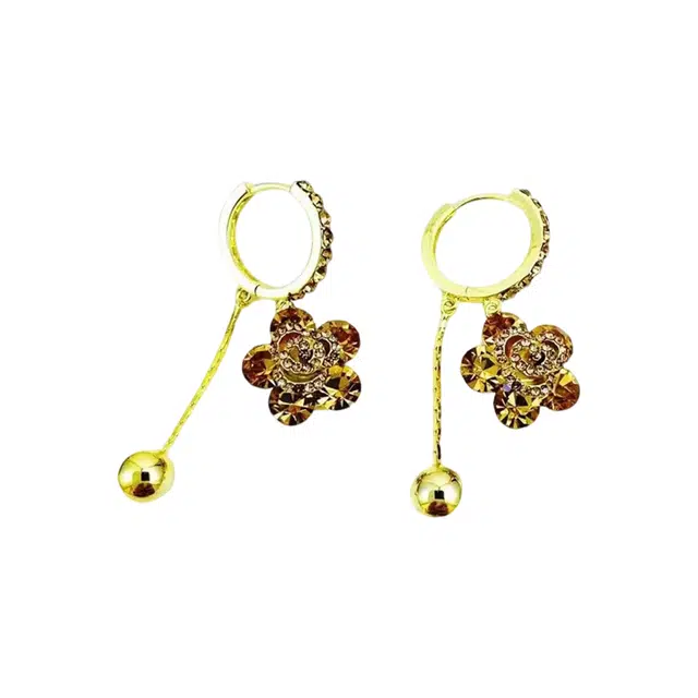 澜耀 金色花朵流苏 气质轻奢时尚百搭法式小众精致耳饰 合金 耳环 女款