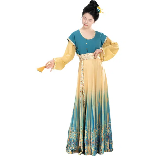 织造司 花卉纹唐制唐褙子圆领衫八破裙日常汉服 女款