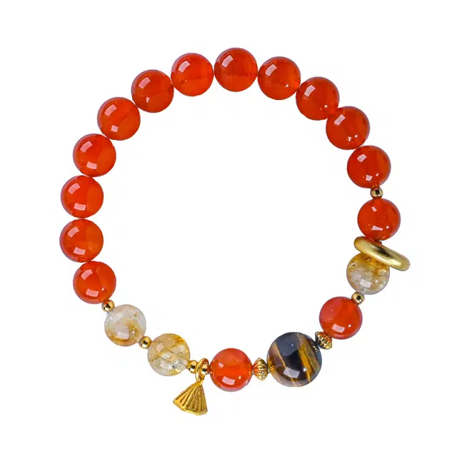 素于  温柔可爱风新中式文玩潮流创意转运珠招财暴富水逆退散招挑花优雅百搭纳福上岸手饰#好运处理 玛瑙 手串 男女同款情侣款