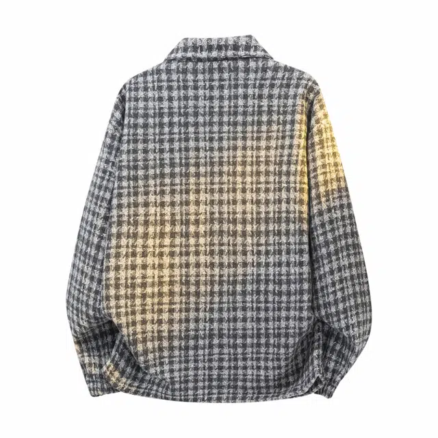 左岸 青少年港风潮流百搭春秋开衫上衣休闲宽松舒适加厚格子衬衣潮牌翻领衬衫外套夹克 男款