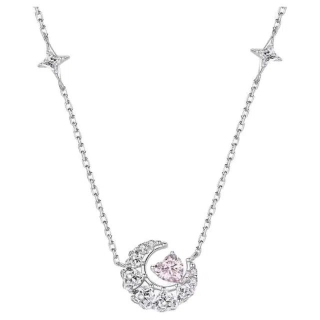 【幻梦】 艾卡拉 心月爆闪宝石闪耀设计恋爱女友闺蜜女生告白白月光 银 项链 男女同款情侣款
