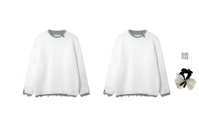 涂诗菲 韩版设计感纯色休闲宽松软糯毛衣百搭流苏长袖针织衫情侣套装