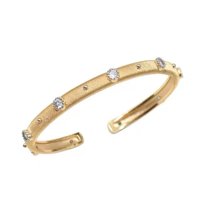 法思梵 拉丝复古金色轻奢宫廷风手饰 精致时尚 铜合金 手镯 女款