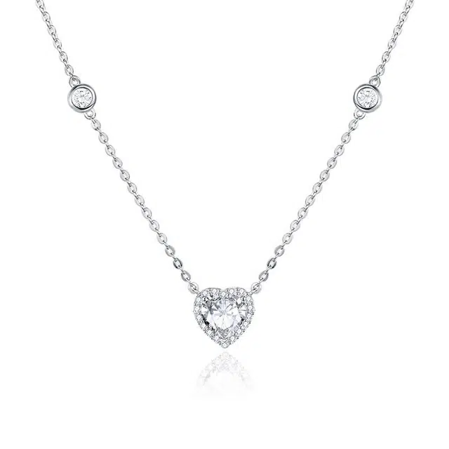 艾卡拉 璀璨夺目浪漫精致闪耀设计 吊坠 圆钻国风 银 项链 男女同款情侣款