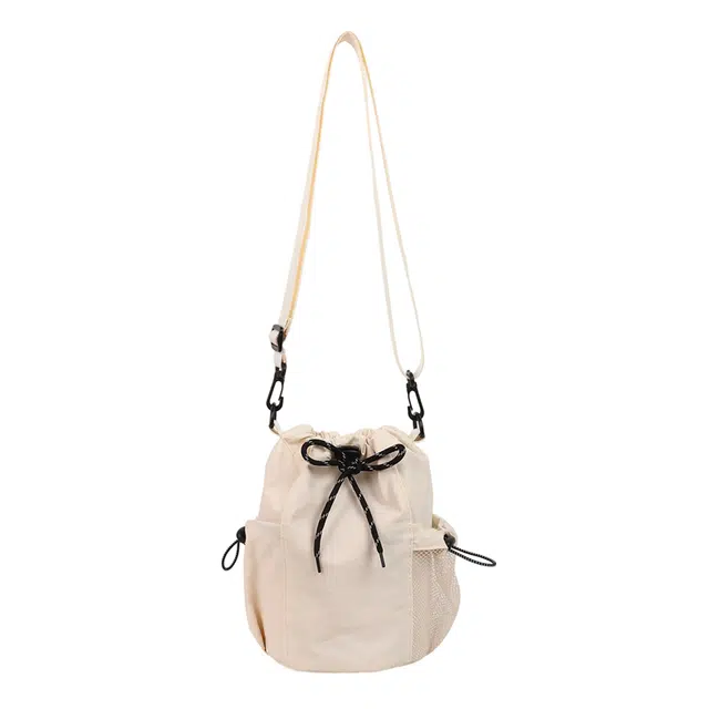 德力熊 百搭休闲简约抽绳束口水桶手机包潮流 尼龙 斜挎单肩包 常规 女款