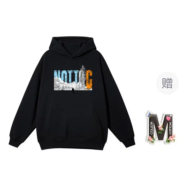 棉购 连帽宽松口袋套头休闲舒适百搭长袖卫衣 男女同款