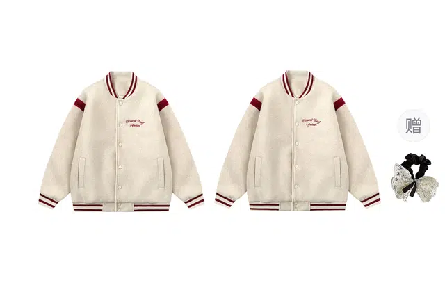涂诗菲 美式字母刺绣设计感宽松气质百搭休闲潮流外套棒球服情侣套装