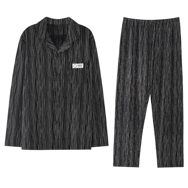 俏霓桐 休闲纯棉时尚条纹设计开衫可外穿学生宿舍家居服睡衣套装 女款