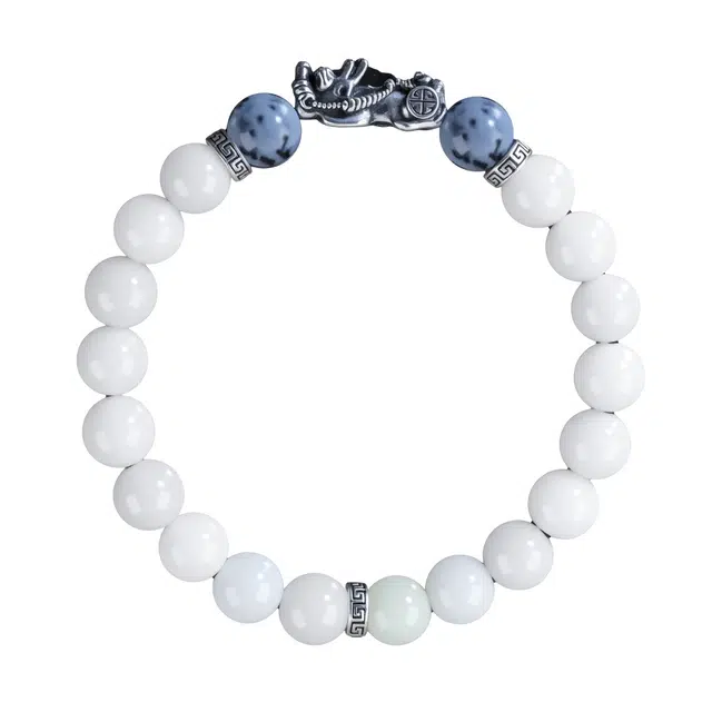 素于 吞金兽招财貔貅 新中式国潮民族复古风小众轻奢高级感佛珠八方来财招财转运百搭手饰念珠#好运 白玉菩提 手串 男女同款情侣款