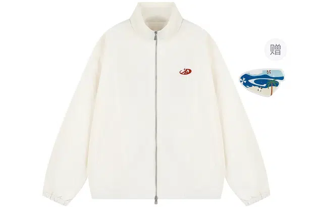 港仔文艺男 拼接解构刺绣徽章小标美式复古立领开衫上衣休闲百搭简约宽松夹克外套 男女同款