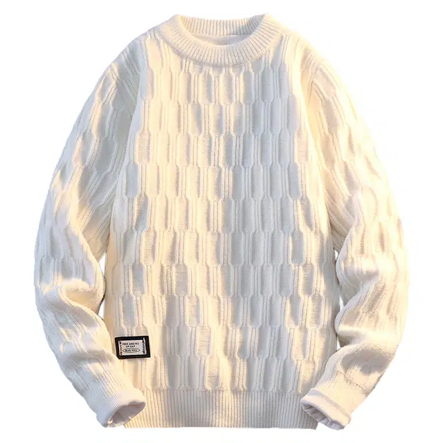 百胜狐 百胜狐高级感加绒男秋冬季纯色休闲百搭圆领男加厚保暖毛线衣针织衫 男款