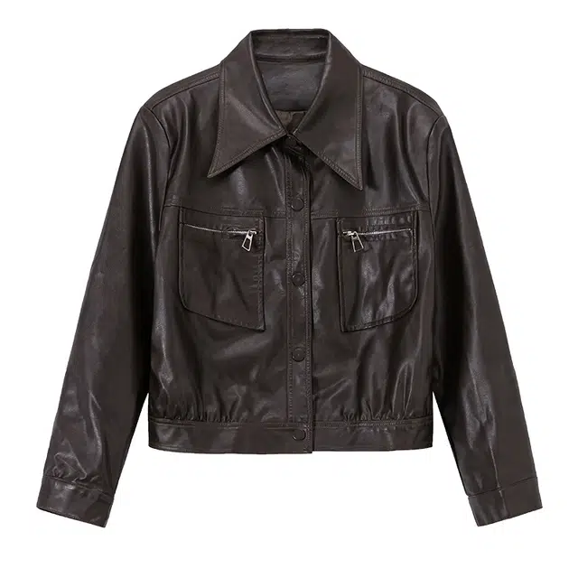 稻草人 时尚潮流休闲短款百搭秋冬外套皮衣 女款