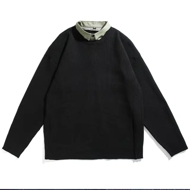 希越 假两件高级感套头宽松大码内搭打底针织衫 男款