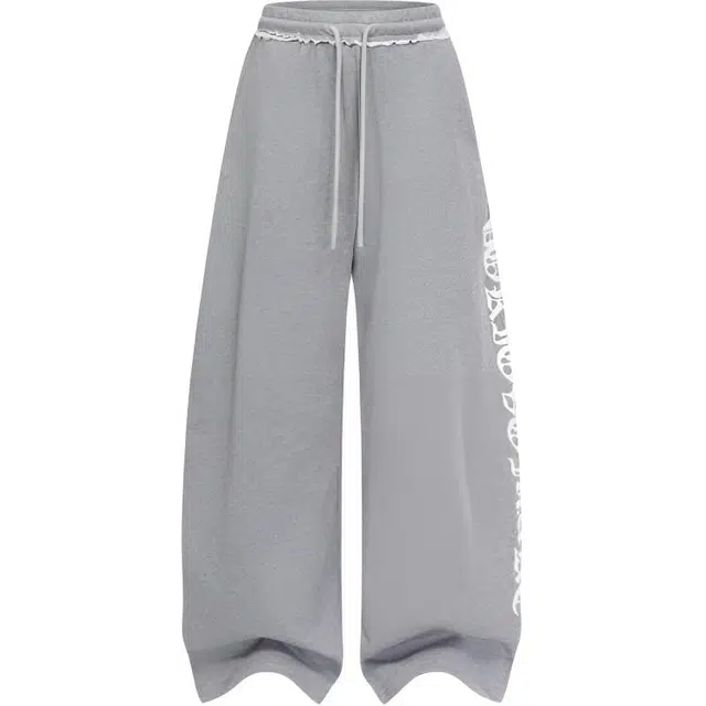 怪力萝莉 美式复古哥特风宽松字母印花运动阔腿卫裤休闲裤 女款