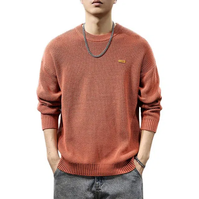 前进牛 秋冬季美式休闲经典复古潮牌轻奢未来主义宽松套头潮流高级感户外运动慵懒风加内搭纯色针织衫 男女同款