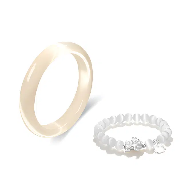 【S999纯银猫咪】 琉堇 白月光荔枝冻清冷感美人镯 一步一响金钱进袋优雅古风汉服旗袍显白水润贵妃镯#好运 琉璃 玉石手镯 女款