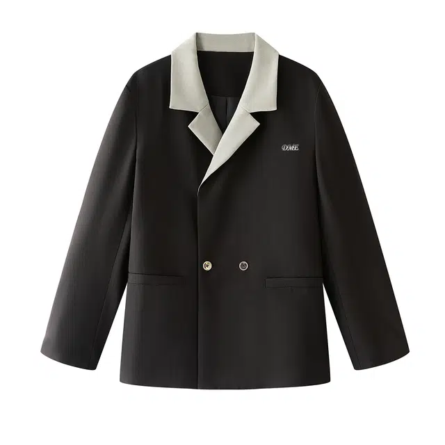 【dme】 多场合高级感拼色西服上衣秋季百搭时髦宽松时尚潮牌品质外套高回头率休闲西装 男女同款