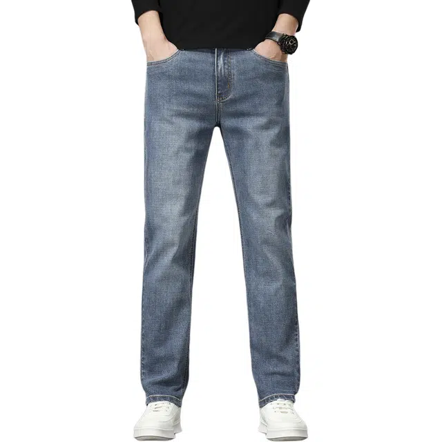 卡丹狄诺 复古秋冬直筒厚款轻奢保暖舒适通勤百搭轻商务休闲长裤男裤子男牛仔裤 男款