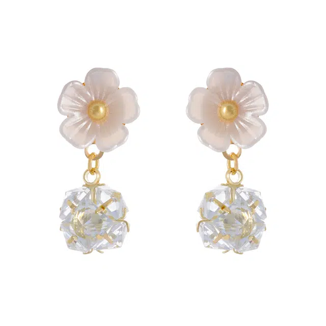 澜耀  花朵吊坠 时尚百搭轻奢风清新高级感耳饰 合金 耳环 女款