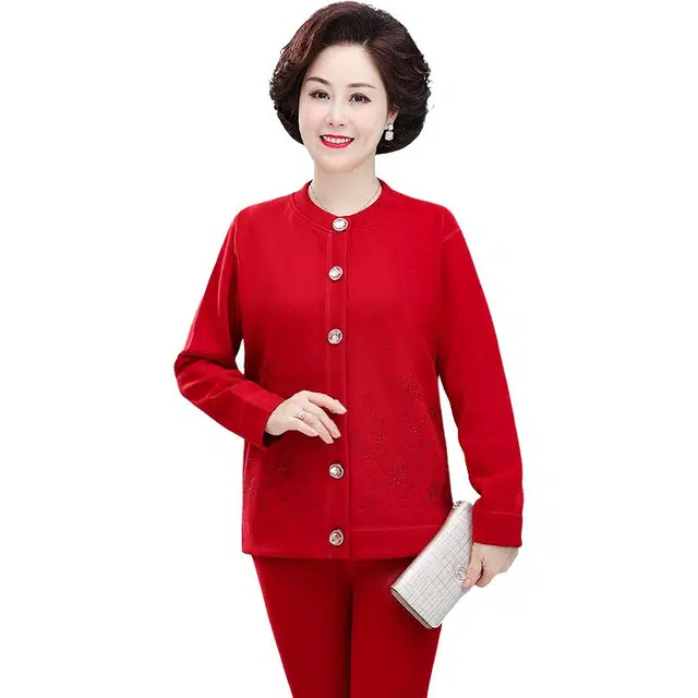 棉基因 超厚舒适加绒加厚柔软中老年气质典雅温柔简约百搭开衫保暖上装 女款