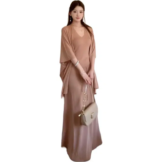 缪斯的诱惑 性感纯欲连衣裙子女早秋法式高级感穿搭一整长裙裙装套装 女款