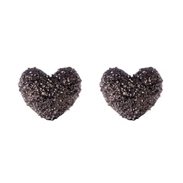 澜耀  黑色爱心满天星 个性简约暗黑甜美风小众耳饰 合金 耳环 女款