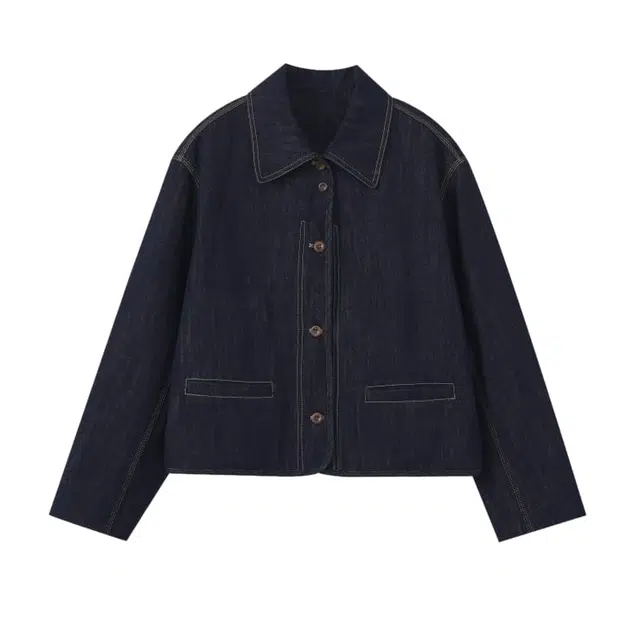 柳絮自制 翻领纯色设计通勤风牛仔外套 女款