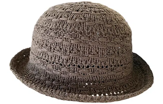 优幽兰 韩系卷边纯色圆顶礼帽夏季镂空透气遮阳显脸小法式草帽时尚简约高级感优雅盆帽学生潮 聚酯纤维  防晒帽 女款