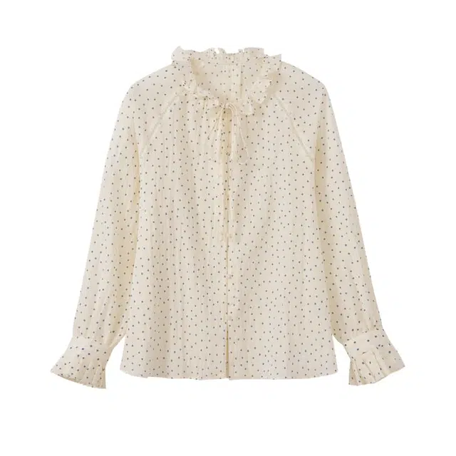 柳絮自制 原创重工特调波点长袖衬衫 女款