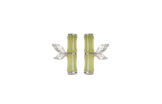 迎百宝 玉竹新中式国潮风高级感嫩绿色竹节轻奢设计感 节节高升好运连连事业学业上岸 合金 耳钉 男女同款情侣款